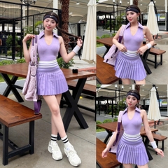 Set Váy Pickleball Tennis Bra Mút Đúc Tập Thể Thao Nữ Chất Thun Lạnh Hàng Quảng Châu Cao Cấp Mirilik