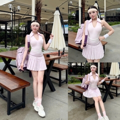 Set Váy Pickleball Tennis Bra Mút Đúc Tập Thể Thao Nữ Chất Thun Lạnh Hàng Quảng Châu Cao Cấp Mirilik