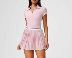 Set Áo thể thao cổ polo nữ VYRA MIRILIK tập gym yoga, chạy bộ, cầu lông, pickleball váy voan xếp ly