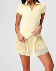 Set Áo thể thao cổ polo nữ VYRA MIRILIK tập gym yoga, chạy bộ, cầu lông, pickleball váy voan xếp ly