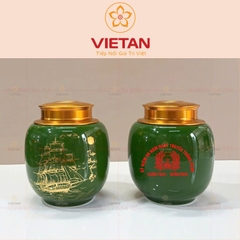 Hũ Đựng Trà Thuận Buồm Xuôi Gió Vẽ Vàng Cao Cấp HDT04