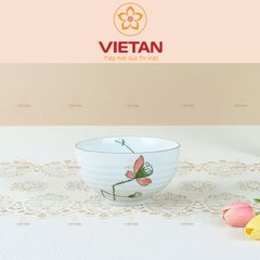 Bộ 6 Bát Ăn Cơm Bát Tràng Đài Sen Men Trắng BBD06