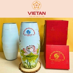 Bình Hoa Vẽ Tay Gốm Sứ Bát Tràng Họa Tiết Hoa Sen BH11