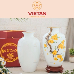 Bình Hoa Mai Vàng Bát Tràng Kẻ Vàng Cao Cấp BH04