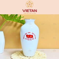 Bình Hoa Sen Xanh Kẻ Vàng In Logo BH08