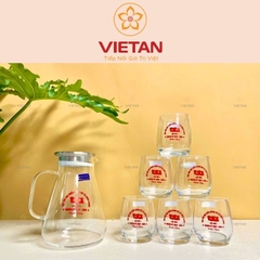 Bộ Bình Cốc Thủy Tinh In Logo Cao Cấp CTT07