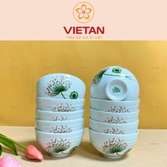 Bộ 10 Bát Ăn Cơm Bát Tràng Men Trắng Hoa Bồ Công Anh BBD09