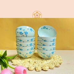 Bộ Bát Ăn Cơm Bát Tràng Hoa Đào Xanh BBD12 (Set 6/10 bát)