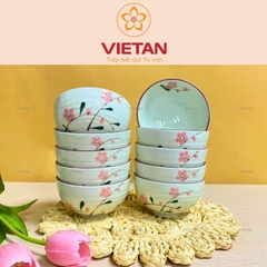 Bộ Bát Ăn Cơm Bát Tràng Hoa Đào Hồng BBD13 (Set 6/10 Bát)