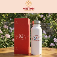 Bình Giữ Nhiệt Inox 304 In Logo Kỷ Niệm Dáng Trụ Thẳng 360ml Màu Trắng