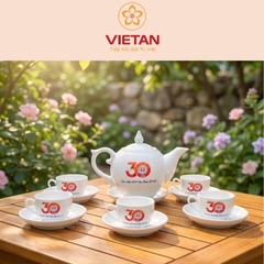 Bộ ấm chén in logo quà tặng dáng bưởi lửa lưu niệm