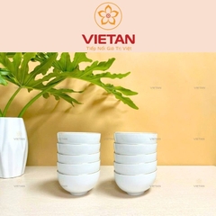 Bộ 10 Bát Ăn cơm Bát Tràng Men Trắng Kẻ Chỉ Vàng In Logo BBD08