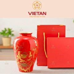 Bình Hoa Bát Tràng Hoa Sen Vẽ Vàng BH06