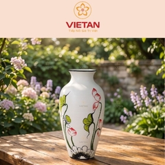 Lọ Hoa Vẽ Sen Hồng