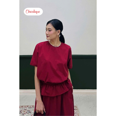 Set váy áo thiết kế Chicatique Sofia cotton nhập Hàn eo chun tôn dáng phong cách sang trọng thanh lịch