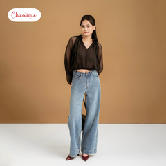 Quần jean Chicatique Elly ống suông basic đứng form Denim dệt Canvas dày dặn mềm mát