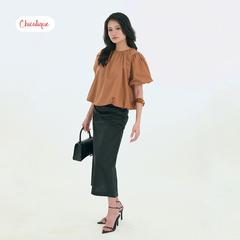 Chân váy dún dài Chicatique Cailin chất cotton Hàn form suông thời trang công sở thanh lịch