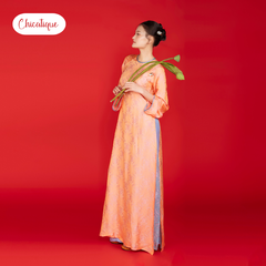 Áo dài Túc Hoa Chicatique 100% Tơ tằm Nha Xá óng ánh mềm mại