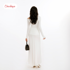 Đầm thun tay dài Chicatique Luna cotton Hàn co giãn ôm body tôn dáng