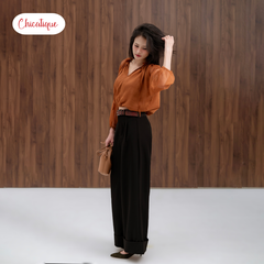 Áo kiểu nữ Chicatique Nina chất tơ gân Hàn mềm nhẹ cá tính
