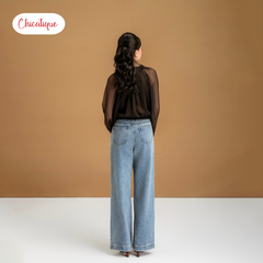 Quần jean Chicatique Elly ống suông basic đứng form Denim dệt Canvas dày dặn mềm mát