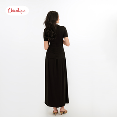 Đầm thun cổ Polo Chicatique Alise cotton Hàn co giãn ôm body tôn dáng