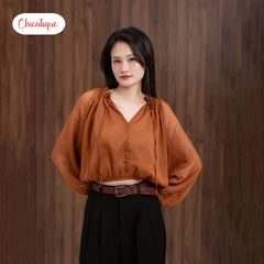 Áo kiểu nữ Chicatique Nina chất tơ gân Hàn mềm nhẹ cá tính