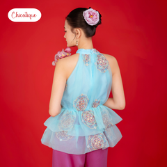 Áo yếm áo dài cách tân Nhã Hoa Chicatique lụa phối tơ thêu sang trọng