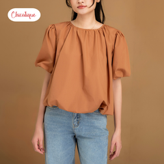 Áo kiểu nữ dáng bí Chicatique Ella cotton Hàn tay phồng form rộng trẻ trung