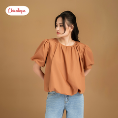 Áo kiểu nữ dáng bí Chicatique Ella cotton Hàn tay phồng form rộng trẻ trung