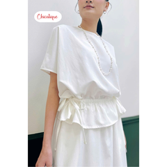 Set váy áo thiết kế Chicatique Sofia cotton nhập Hàn eo chun tôn dáng phong cách sang trọng thanh lịch
