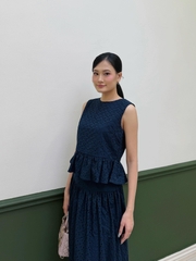 Set áo kiểu nữ kèm chân váy Chicatique Cloudy cotton thêu Hàn dáng peplum trẻ trung thanh lịch