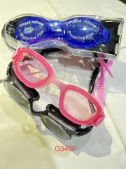 Kính bơi G3400 chống sương mù, dây đeo 100% silicon, có nút tai (1T*8H*9C) TNECHO