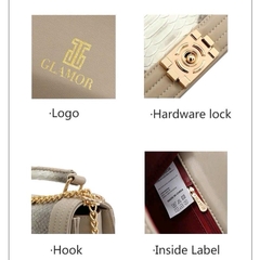 L7_Túi Xách Đi Tiệc Nữ HUYNBI-D62 Da Bò Họa Tiết Sang Trọng Kích Thước 25cm Bag Kem Da Hoa túi  xách