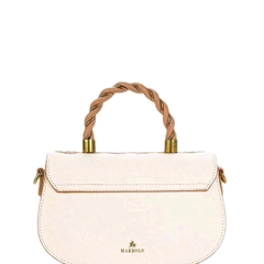 L4_Túi Xách Nữ Họa Tiết Thêu Tinh Xảo Đẳng Cấp, Kích Thước 22x14x8 Bag Kem Da Hoa