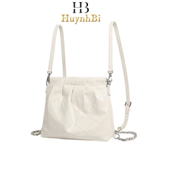 Q10_Túi Đeo Vai Bucket Chất Liệu Da Bò Phong Cách