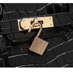 L9_Túi Xách Nữ Birkin Da Bò Nhập Khẩu, Hoạ Tiết Cá Sấu Kích thước 25cm
