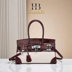 Túi Birkin Da Bò Thật, Nắp Viền Da Thằn Lằn, Kích thước 30cm Dành cho Nữ Đi Tiệc