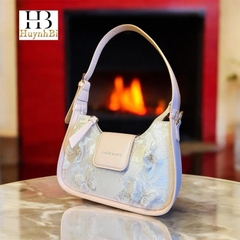 M1_Túi Đeo Vai Nữ Da Thật Hoạ Tiết Ren Bướm, Kích Thước 23cm - HUỲNH BI Luxury Bag