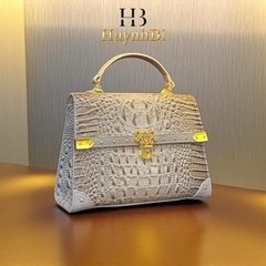 J6_Túi Xách Nữ Da Bò Vân Cá Sấu Cao Cấp Lót Da, Túi Đi Tiệc Sang Chảnh Đẳng Cấp- HuynhBi Luxury Bag