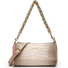 P4_Túi Đeo Vai Da Bò Hoạ Tiết Cá Sấu, Kích Thước 22cm