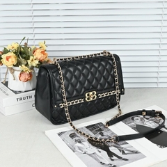 H1_Túi Đeo Vai Đeo Chéo Nữ Chất Liệu Da Bò, Nắp Viền Titan Không Gỉ Khảm Đá - HUỲNH BI luxury Bag Kem