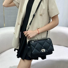 P3_Túi Đeo Vai Nữ Da Bò Nhập Khẩu, Khoá Đính Đá Kích Thước 24cm Kèm Hộp-HuynhBi