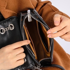 D3_Túi Đeo Vai Nữ Chất liệu Da Cừu Thật, Khoá Thép Titan Đính Đá Không Gỉ, Đi Tiệc Sang Trọng, 3 ngăn KÈM HỘP Bag Nữ Kem