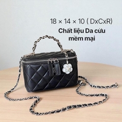 A8_(Có Hộp)Túi Cốp Nữ Chữ Nhật Đi Tiệc, Chất Liệu Da Cừu Thật, Tặng Charm Hoa, Túi Đi Tiệc Sang Trọng - HUỲNH BI Luxury Bag