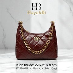 E3_Túi Đeo Vai Đeo Chéo Nữ, Da Bò Thật Mềm Dày, Chi Tiết Đồng Không Gỉ [CÓ HỘP] Kích Thước 27x22x9cm- HUỲNH BI LUXURY Bag