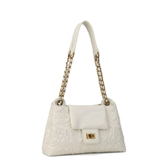 Túi Đeo Vai HB-E21 Da Bò Mềm Trần Hoa Trà Sang Trọng, 4 Ngăn, Dây Điều Chỉnh Đeo Chéo (Có hộp) Bag Nữ Kem