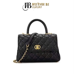 F5_Túi Đeo Chéo Nữ Da Hạt Caviar, Dây Đeo Thép Không Gỉ, Kích Thước 24cmm (Có Hộp) - HUỲNH BI LUXURY Bag Da Kem