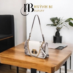 C6_Túi Đeo Vai Nữ Chất Liệu Da Bò Vân Bạch Tạng Sang Trọng - HUỲNH BI LUXURY Bag Kem Nhung