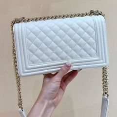 O2_[FULL BOX HÃNG] Túi Xách Nữ Da Thật, Da Bê Caviar Trần Ô Trám Khoá Vàng, Kích Thước 25cm